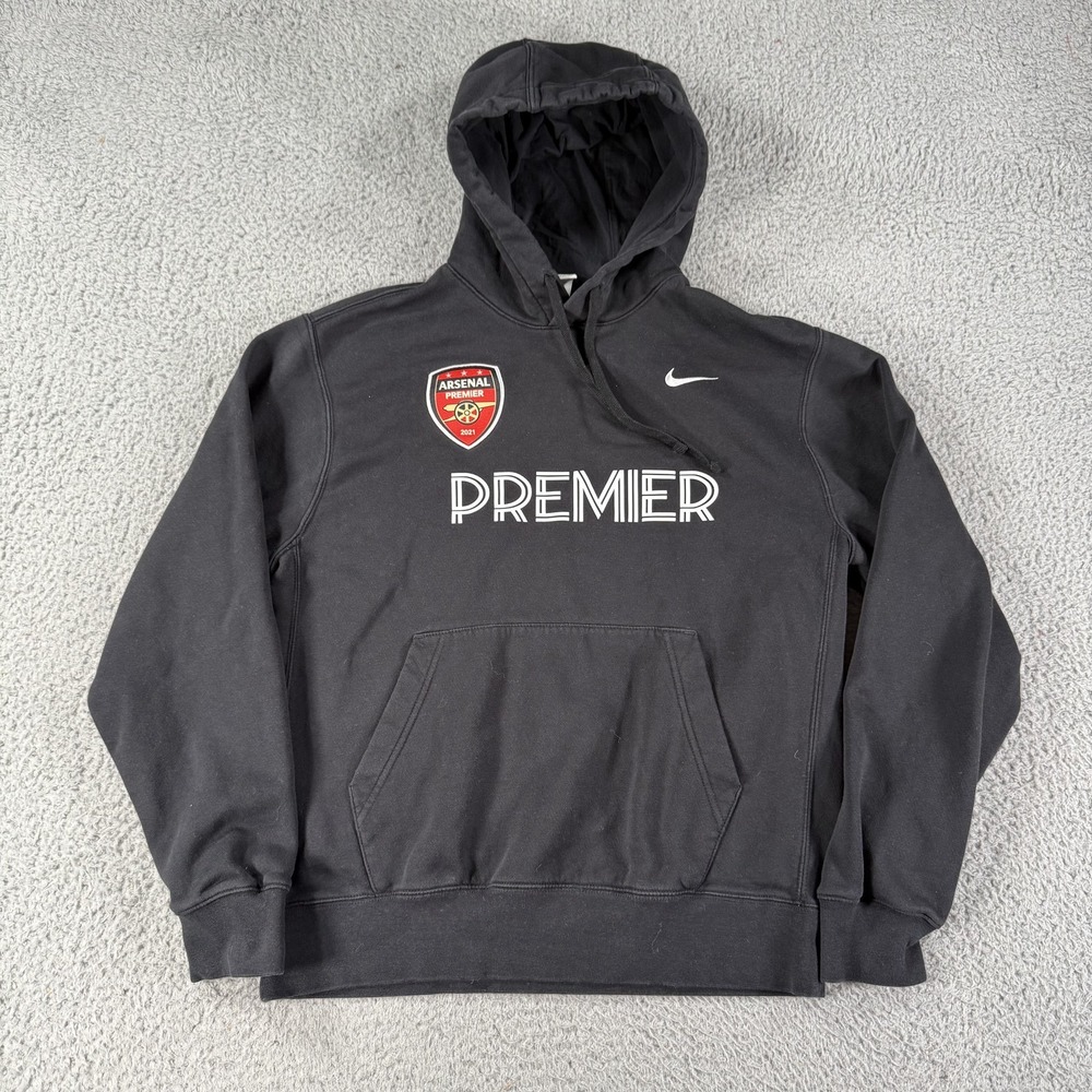 Arsenal Hoodie Mens Medium Black Soccer Pullover Nike 2021 Football Sweatshirt‎ - Picture 2 of 15